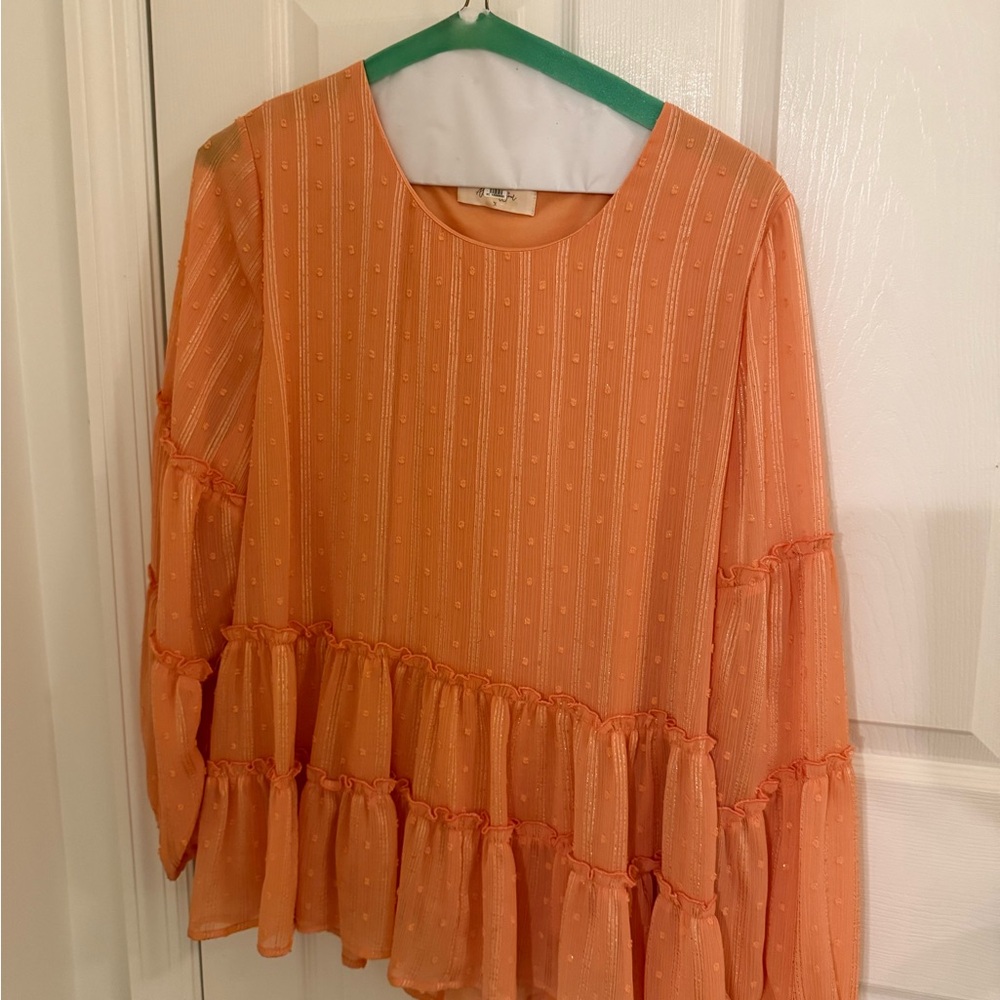Altar'd State Peach Ruffled Blouse